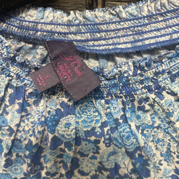 J. Crew Liberty London Blue Floral Ruffled Yoke Blouse Size Small - Picture 4 of 9